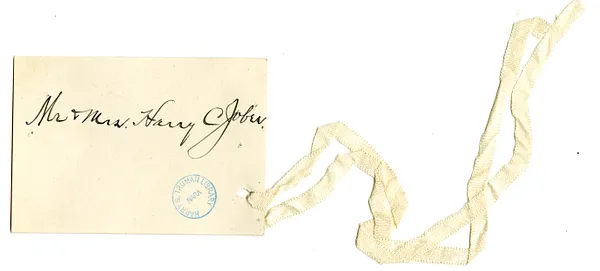 Wedding Gift Card from Mr. and Mrs. Harry Jobes