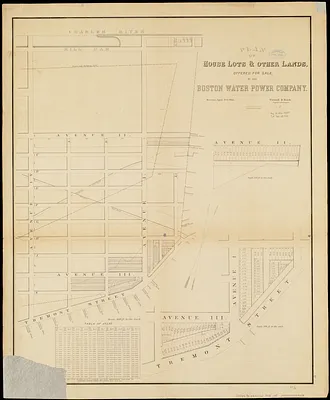 Plan of house lots & other lands offered for sale by the Boston Water Power Company