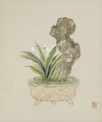 Leaf from Album Depicting Birds, Flowers, Landscapes, and Flower Pots