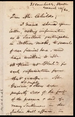Letter from Samuel May, Jr., 21 Cornhill, Boston [Mass.], to David Lee Child, March 24/ [18]60