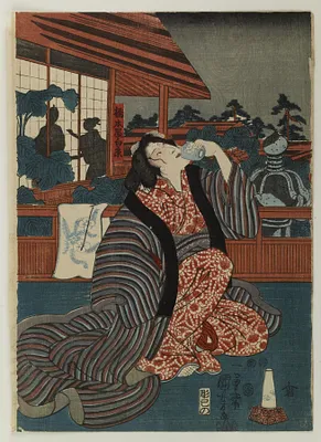 Figure Drinking on a Tavern Terrace at Night