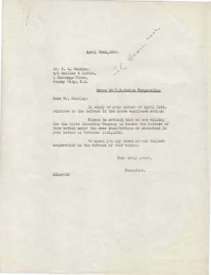 Letters Sent to E.A. Markley, April 24, 1930
