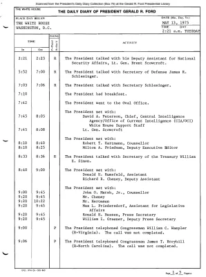 President Gerald R. Ford's Daily Diary, May 13, 1975