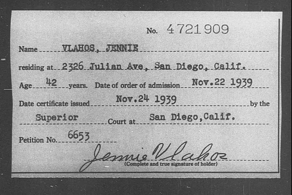 Vlahos, Jennie - 1939