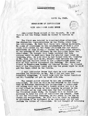 Memorandum of Conversation with Secretary of State Dean Acheson and Ambassador James Bruce