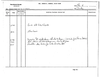Lady Bird Johnson's Daily Diary Entry, 2/4/1964