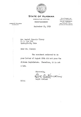 Letter from George Hawkins to Daniel F. Clancy