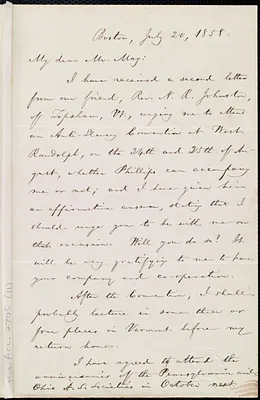Letter from William Lloyd Garrison, Boston, [Mass.], to Samuel May, July 20, 1858