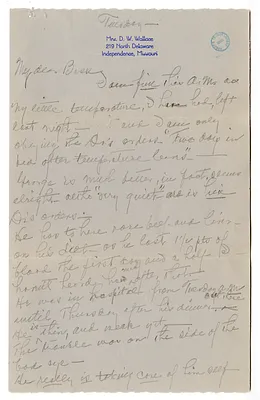 Letter from Madge Gates Wallace to Bess W. Truman