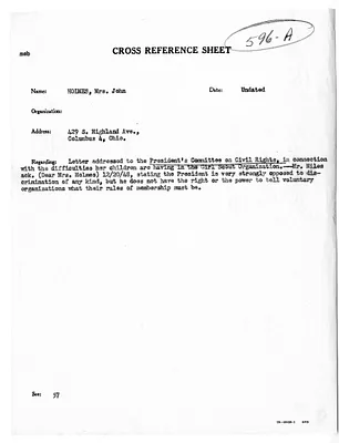 Cross Reference Memorandum