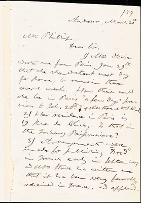 Letter from Calvin Ellis Stowe, Andover, [Massachusetts], to Moses Dresser Phillips, 1857 Mar[ch] 20