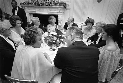 President Gerald R. Ford, Queen Sophia of Spain, and Guests at a State Dinner Held in Honor of the King and Queen of Spain