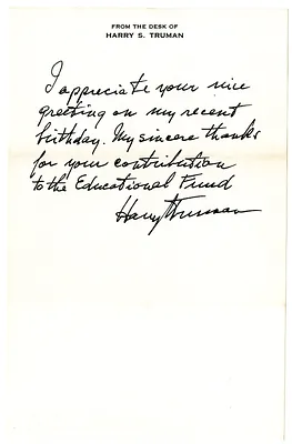 Letter from Harry S. Truman to Edgar Hinde