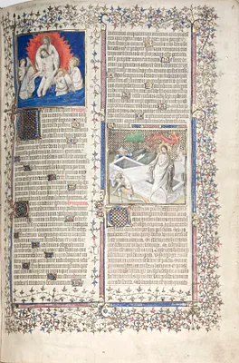 The Gotha Missal:  Fol. 1r, Trinity and Resurrection