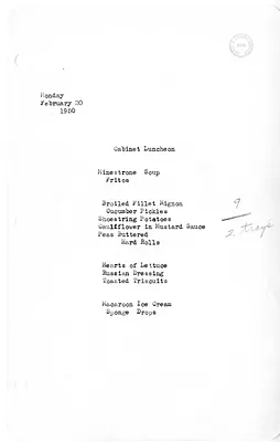 White House Luncheon Menu