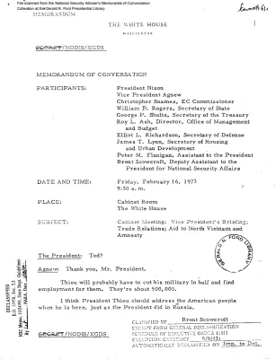 February 16, 1973 - Cabinet Meeting, EC Commissioner Christopher Soames