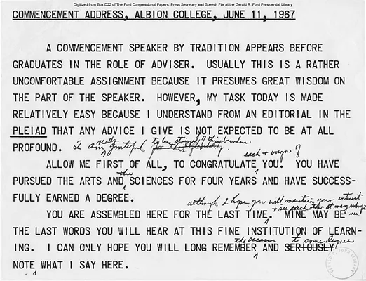 Commencement Address, Albion College, Albion, MI, June 11, 1967