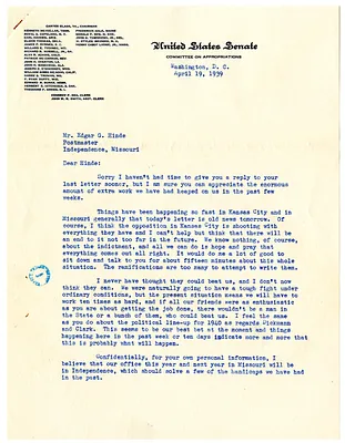 Letter from Victor Messall to Edgar Hinde