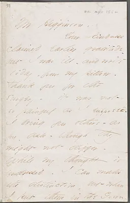 Emily Dickinson, Amherst, Mass., autograph letter signed to Thomas Wentworth Higginson, 25 April 1862