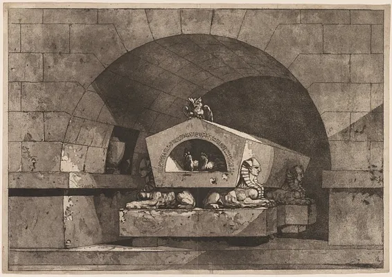 Tomb with Sphinxes and an Owl