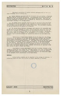 Monthly Report of Military Governor, U.S. Zone, No. 2: Monuments, Fine Arts and Archives