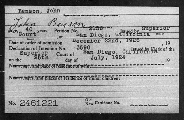 Benson, John - 1926
