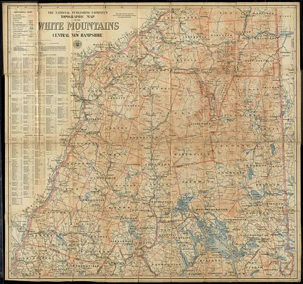 The National Publishing Company's topographic map of the White Mountains and central New Hampshire