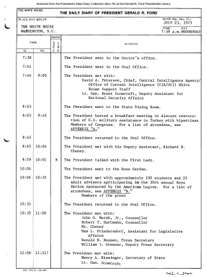 President Gerald R. Ford's Daily Diary, July 23, 1975