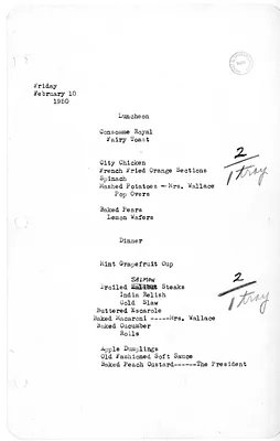 White House Luncheon and Dinner Menu