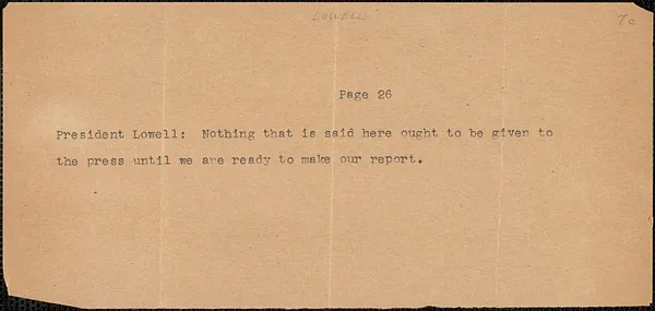 A. Lawrence Lowell quotation, [August 1927]