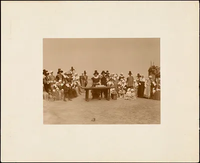 Plymouth Tercentenary Pageant, tableau of the Mayflower Compact Ceremony, 1620