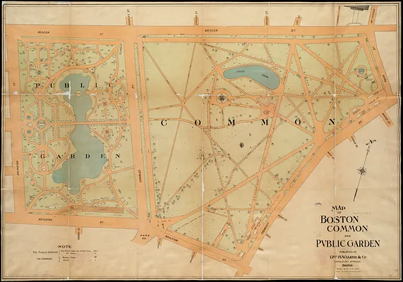 Map of Boston Common and Public Garden