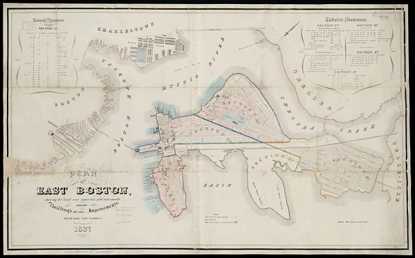 Plan of East Boston showing the land and water lots sold and unsold