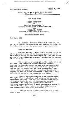 Press Conference of North Carolina Governor James E. Holshouser, Jr. and Mississippi Governor William L. Waller