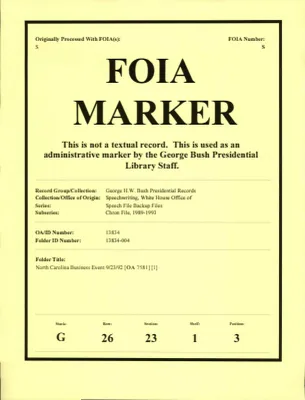 North Carolina Business Event 9/23/92 [OA 7581] [1]