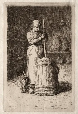 Woman Churning Butter