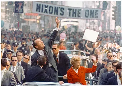 Richard M. Nixon in Motorcade during the 1968 Presidential Campaign