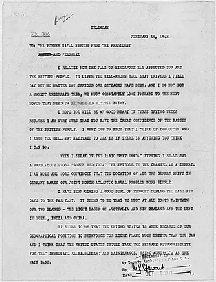 Franklin D. Roosevelt to Winston Churchill