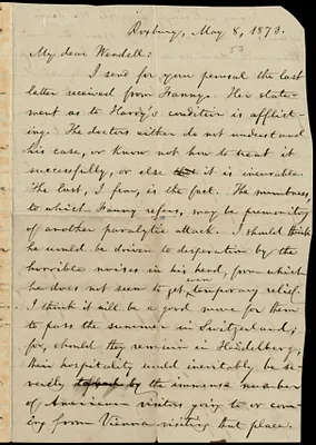 Letter from William Lloyd Garrison, Roxbury, [Mass.], to Wendell Phillips Garrison, May 8, 1873