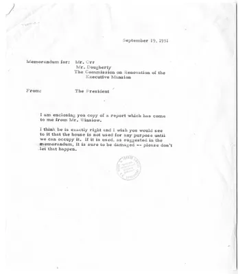 Memorandum from President Harry S. Truman to Douglas Orr and Richard Dougherty, with Attachment
