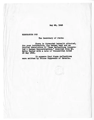 Memorandum for the Secretary of State
