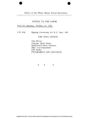 Pool for Monday, October 13, 1975 (1:55 PM) [Pool Assignments]