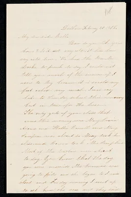 Letter to sister 'Bella' from sister Josephine, Dedham, February 25, 1855