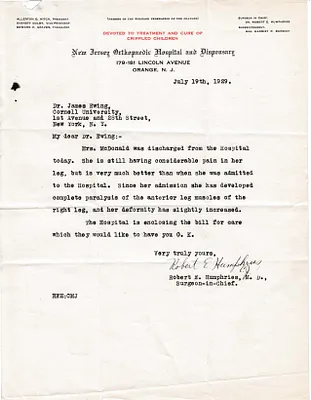 Letters Received to James Ewing, July 19, 1929