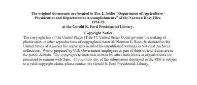 Department of Agriculture - Presidential and Departmental Accomplishments