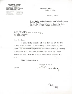Letters Received to C.B. Lee, July 9, 1935