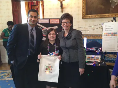 Valerie Jarrett and Kal Penn at the White House Science Fair