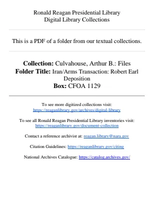 Iran/Arms Transaction: Robert Earl Deposition