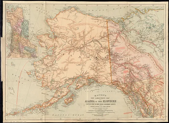 Bacon's new large-print map of Alaska & the Klondike