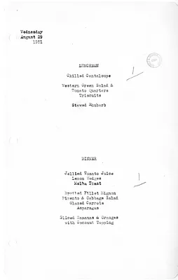 White House Luncheon and Dinner Menu
